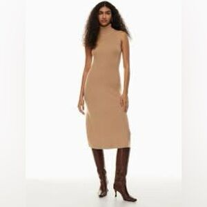 Wilfred Aritzia Mimi Classic Tan Midi Turtleneck Dress Sz S